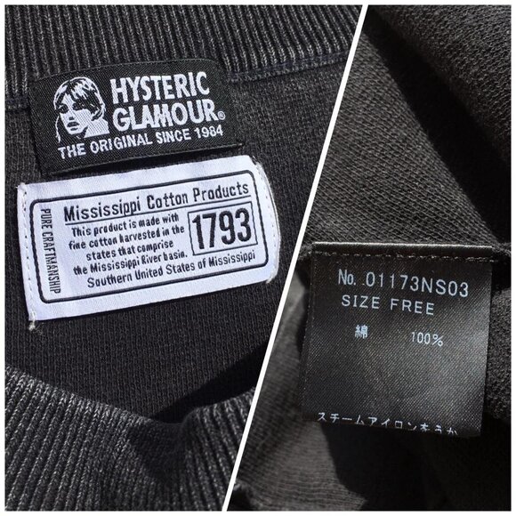 HYSTERIC GLAMOUR Short Bat Sleeve Cotton Logo Graphic Tee Shirt Black Size M L - Picture 12 of 12